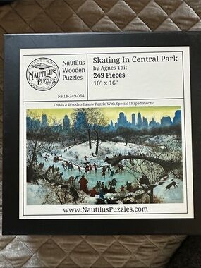 Nautilus Skating In Central Park Wooden Puzzle - Blue/White/Green